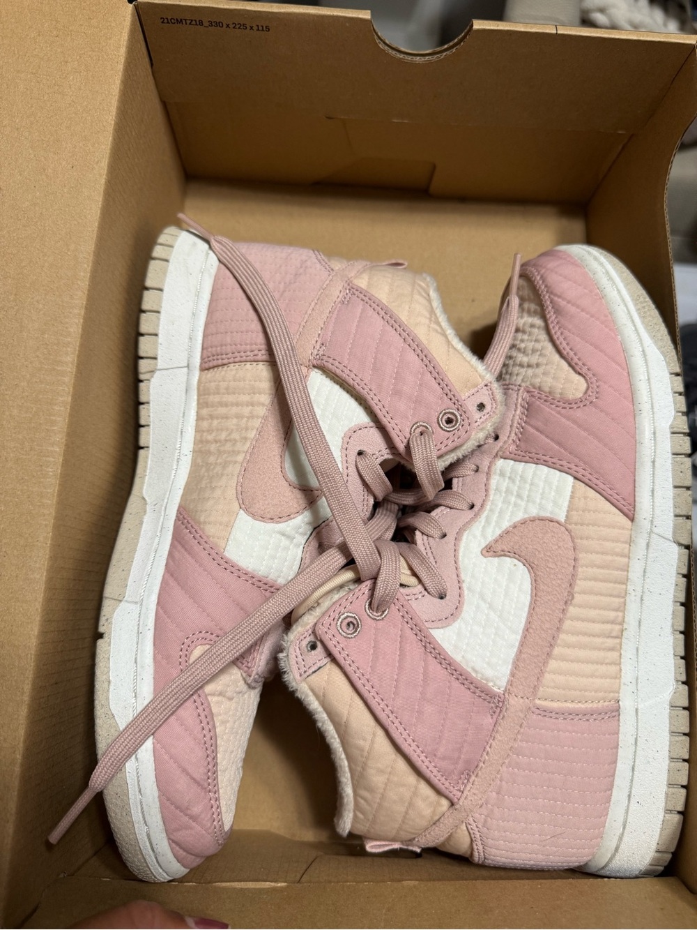 Nike High-Top Sneakers in Blush Pink and Cream - Picture 7 of 8